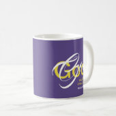 GOD HAT DIE LETZTE SAY Monogram Scripture Lila Kaffeetasse (VorderseiteRechts)