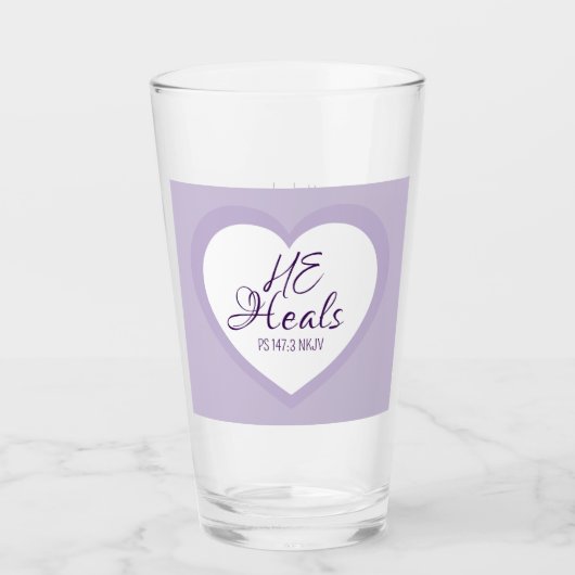 God Heals the Brokenhearted Light Purple Comfort Glas (Vorderseite)