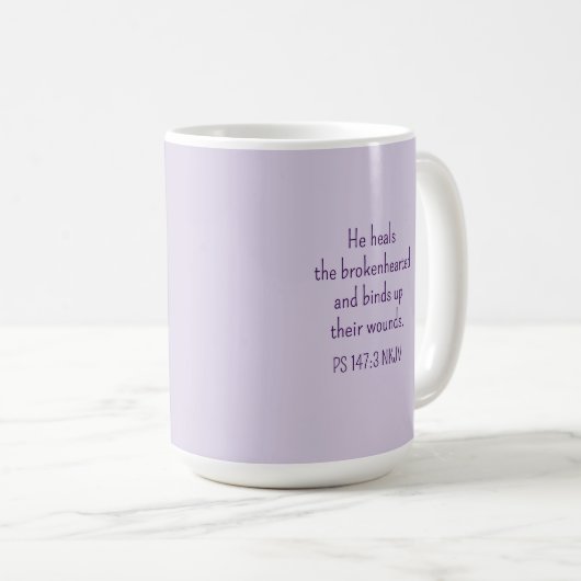 God Heals the Brokenhearted Light Purple Comfort Kaffeetasse (VorderseiteRechts)