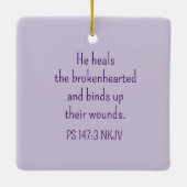 God Heals the Brokenhearted Light Purple Comfort Keramikornament (Rückseite)