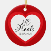 God Heals the Brokenhearted Red Christmas Keramik Ornament (Vorne)