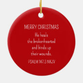 God Heals the Brokenhearted Red Christmas Keramik Ornament (Hinten)