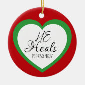 God Heals the Brokenhearted Red Christmas Keramik Ornament (Vorne)