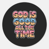 God Is Good All The Time Christian Ice Cream Drip  Runder Aufkleber (Vorderseite)