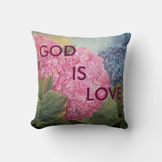 GOD IS LIEBE Hydrangea Kissen (Vorderseite)