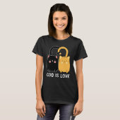 God Is Love Christian Black Kitten Ginger Cat T-Shirt (Vorne ganz)