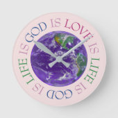 God is Love Is Life Runde Wanduhr (Vorderseite)