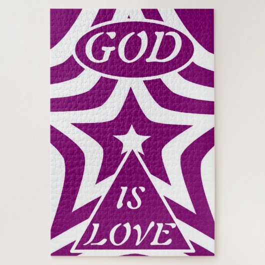 "God Is Love" Mystical Deep Purple (1 John 4:16) Puzzle (Vertikal)