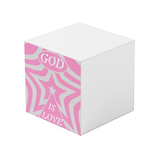 "God Is Love" Pastel Pink Star Personalized Desk  Würfel (Vorderseite Schrägansicht)