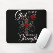 God Is My Refuge And Strength Rose Cross Faith Mousepad (Mit Mouse)