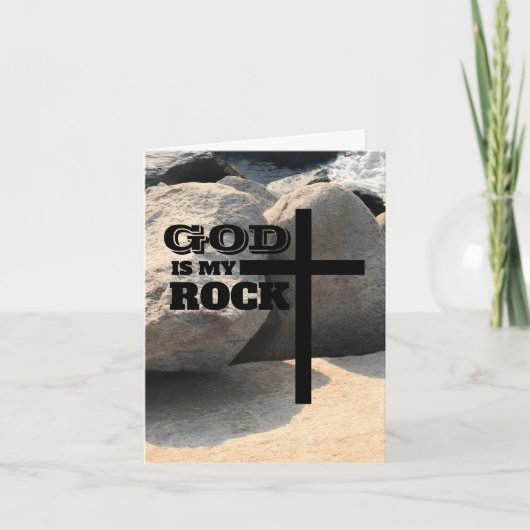 God is My Rock Bible Verse Black Cross Christian Karte (Vorderseite)
