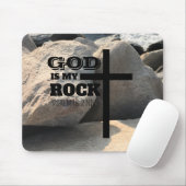 God is My Rock Bible Verse Black Cross Christian Mousepad (Mit Mouse)