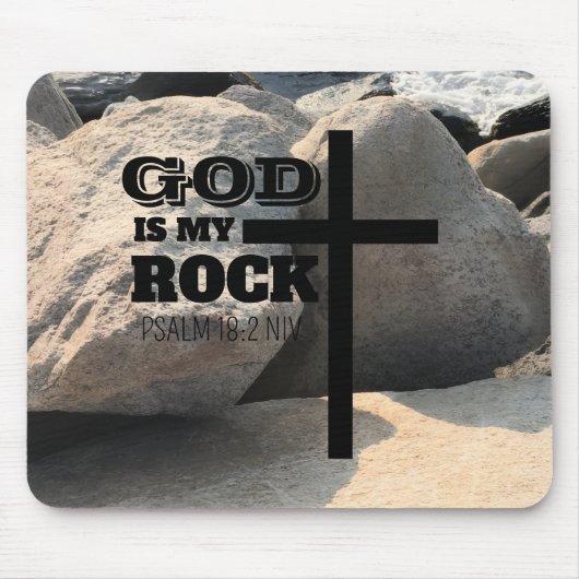 God is My Rock Bible Verse Black Cross Christian Mousepad (Vorne)