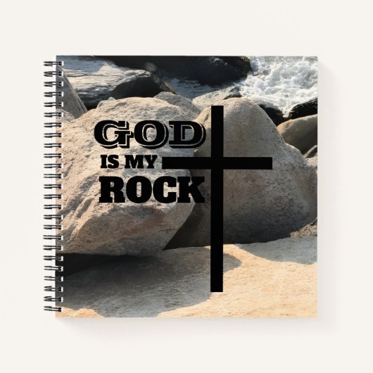 God is My Rock Bible Verse Black Cross Christian Notizblock (Vorderseite)