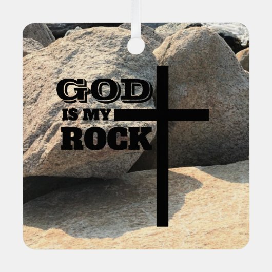 God is My Rock Bible Verse Black Cross Christian Ornament Aus Metall (Vorderseite)