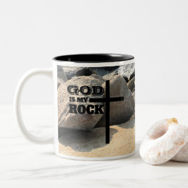God is My Rock Bible Verse Black Cross Christian Zweifarbige Tasse