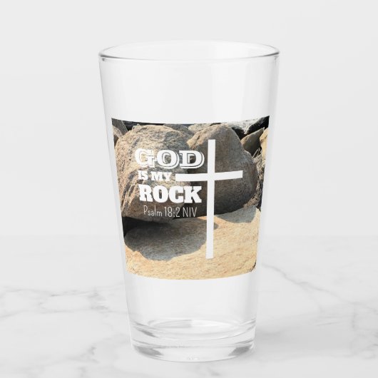 God is My Rock Bible Verse White Cross Christian Glas (Vorderseite)
