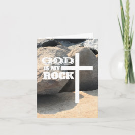 God is My Rock Bible Verse White Cross Christian Karte
