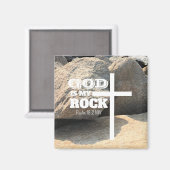 God is My Rock Bible Verse White Cross Christian Magnet (Vorderseite/Rückseite)