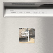God is My Rock Bible Verse White Cross Christian Magnet (In Situ (Geschirrspüler))