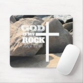 God is My Rock Bible Verse White Cross Christian Mousepad (Mit Mouse)