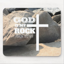 God is My Rock Bible Verse White Cross Christian Mousepad