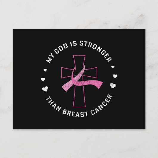 God Is Stronger Breast Cancer Awareness Christian Postkarte (Vorderseite)