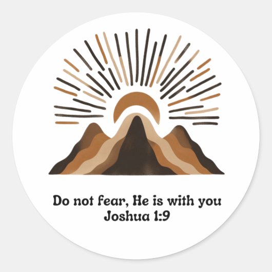 God is with you – Joshua 1:9 | Boho mountains, min Runder Aufkleber (Vorderseite)