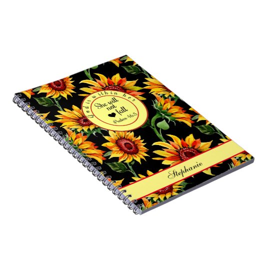 God Is Within Her She Will Not Fall Sunflower Notizblock (Rechte Seite)