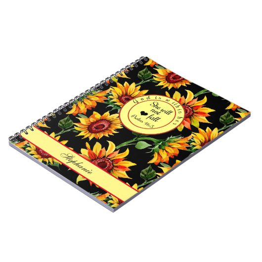 God Is Within Her She Will Not Fall Sunflower Notizblock (Linke Seite)