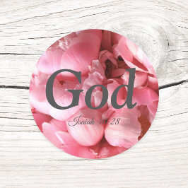 God Isaiah 40:28 Verse Elegant Pink Blume Klasse Runder Aufkleber