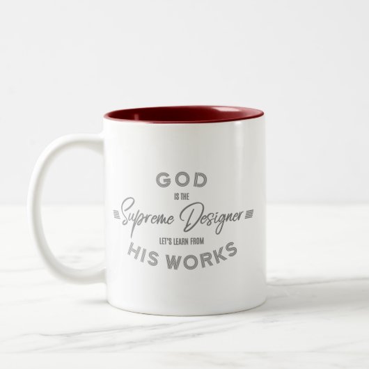 GOD ist der SUPREME DESIGNER Zwei-Tonen-Tasse 11 o Zweifarbige Tasse (Links)