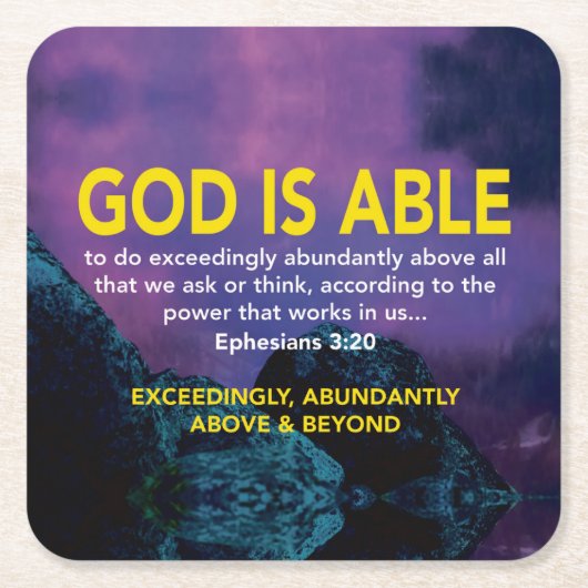 GOD IST IN DER LAGE Ephesians 3:20 Inspirationsskr Rechteckiger Pappuntersetzer (Vorderseite)