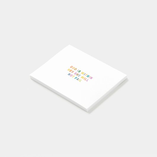 GOD IST IN IHR, SIE WIRD NICHT VERSAGT POST-IT KLEBEZETTEL (angewinkelt)