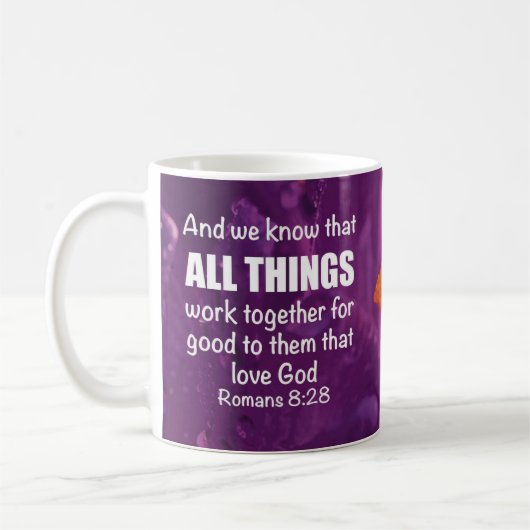 GOD IST IN KONTROLLE Römer 8:28 Christliche Schrif Kaffeetasse (Links)