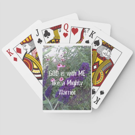 GOD ist mit mir wie ein mächtiger Krieger Spielkarten (Rückseite)