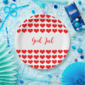 God Jul Christmas Party Nordic Red White Pattern Pappteller (Party)