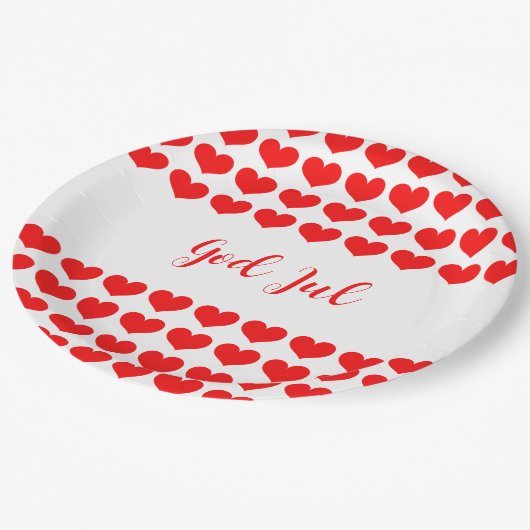 God Jul Christmas Party Nordic Red White Pattern Pappteller (Schrägansicht)