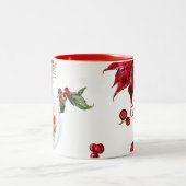 God Jul Christmas Stocking – Festive Poinsettia  Zweifarbige Tasse (Mittel)