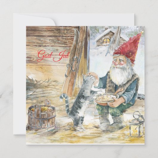 God Jul Feiertagskarte (Vorderseite)