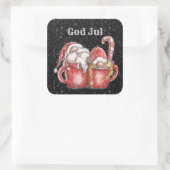 God Jul Gnome couple in Cups Square Sticker (Tasche)
