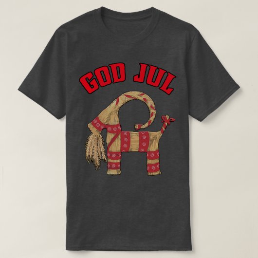 God Jul Merry Christmas Julbock Straw Goat T-Shirt (Design vorne)