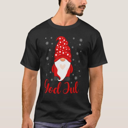 God Jul Norwegian Gnome Merry Christmas Apparel T-Shirt (Vorderseite)