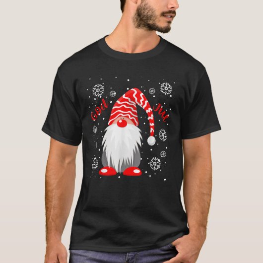 God Jul Norwegian Gnome Merry Christmas Apparel T-Shirt (Vorderseite)