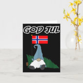 God Jul Norwegian Gnome Merry Christmas Norway Tee Karte (Gelbe Blume)