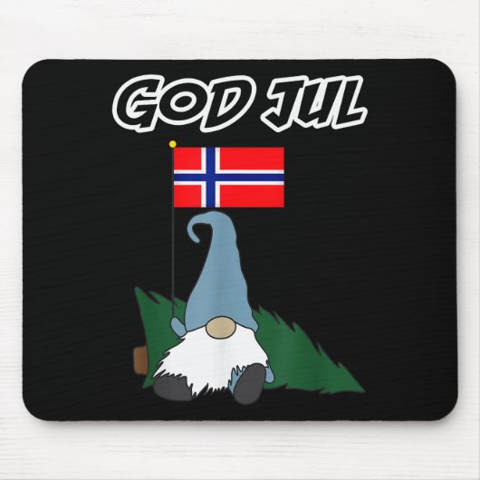 God Jul Norwegian Gnome Merry Christmas Norway Tee Mousepad (Vorne)
