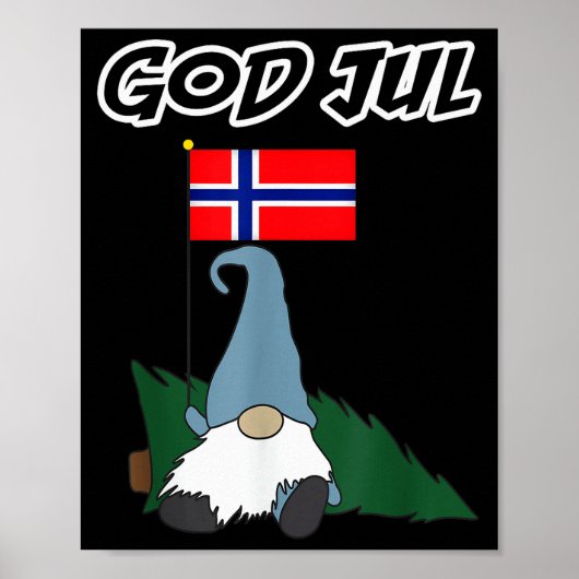 God Jul Norwegian Gnome Merry Christmas Norway Tee Poster (Vorne)