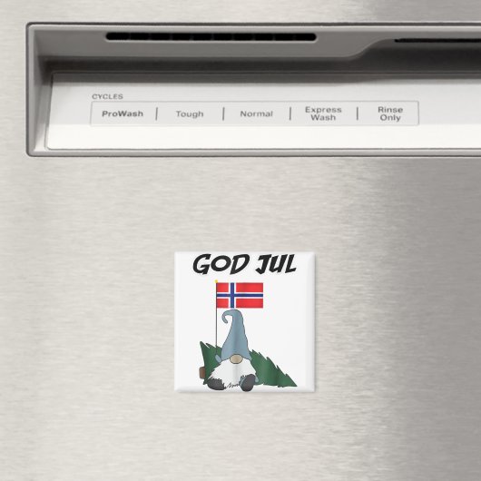 God jul Norwegian gnome t fröhliche Weihnachten no Magnet (In Situ (Geschirrspüler))