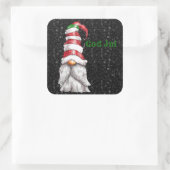 God Jul Red Gnome Square Sticker (Tasche)