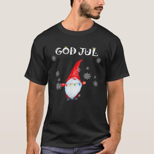 God Jul Scandinavian Swedish Merry Christmas Gnom T-Shirt (Vorderseite)